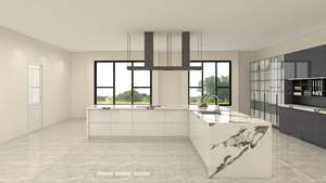 Minimalist Luxury Kitchen <b>Cabinet</b> Modern Design <b>White</b> High <b>Gloss</b> Plywood Construction - Product Image 3