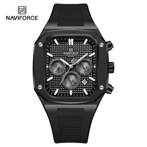 NAVIFORCE 8037 <span class=keywords><strong>BBB</strong></span> All Black Silicone Big Dial Small Three Needle Relojes de pulsera de cuarzo para hombres Luxury Small Three Needle Watches - Product Image 2