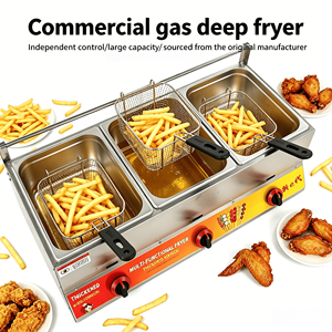 <span class=keywords><strong>Friteuse</strong></span> professionnelle à gaz en acier inoxydable à poser sur comptoir, 3 bacs, GPL/GNL, pour poulet frit, frites, camions de restauration, pot de friture à huile - Product Image 3