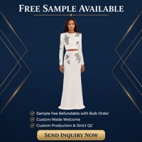 Robe de soirée deux pièces ornée de cristaux ivoire pour femme, haut court et jupe colonne, manches longues, pour mariage ou cérémonie, fabrication OEM ODM directe usine