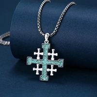 925 Sterling Silver Turquoise Jérusalem Croix Collier Croisé Croix Pendentif Religieux Chrétien Juif Bijoux