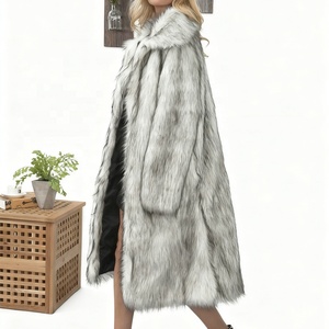 Boying, nueva moda para mujer, abrigo largo teñido tejido liso de piel sintética ecológico para otoño e invierno, abrigo de piel sintética ODM - Product Image 4