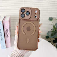 Coque magnétique transparente mate pour iPhone 17 Pro Max, 16 E, 15 Plus, 14, 13, 12, 11 avec protection d'objectif en métal