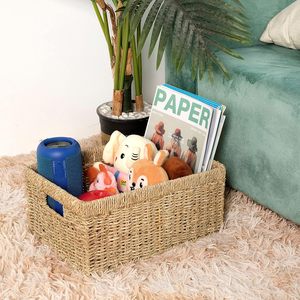 Paniers rectangulaires moyens polyvalents en jonc de mer: paniers d'intérieur idéaux pour l'organisation, parfaits pour ranger les télécommandes - Product Image 6