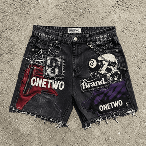 OEM ODM Nuovi Shorts in Denim Estivi Personalizzati, Jeans a Gamba Dritta Stile Hip-hop, Shorts in Denim con Strass e Frange per Uomo - Product Image 1