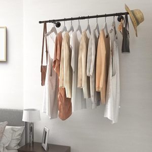 <span class=keywords><strong>Porte</strong></span>-vêtements mural en <span class=keywords><strong>tuyau</strong></span> <span class=keywords><strong>industriel</strong></span> peu encombrant pour suspendre des vêtements pour placard buanderie vêtement affichage au détail - Product Image 5