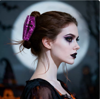 Pince à cheveux gothique en acétate violet, forme cercueil, personnalisable (couleur, logo, emballage), vente en gros, accessoire capillaire
