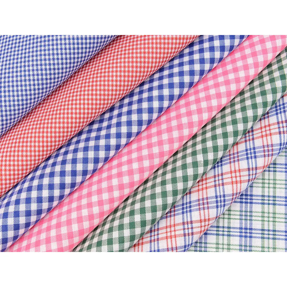 Bán Buôn 100% Sợi Polyester Nhuộm Kiểm Tra Shirting Học Sinh Kiểm Tra Vải