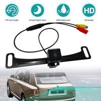 170 °   Caméra de recul HD 1080P pour plaque d'immatriculation avec long support, 12 LED vision nocturne, IP68 universelle