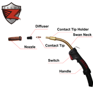 Antorcha de Soldadura Industrial Refrigerada por Agua Zelda MB-501D de 500 Amperios con Cable Recubierto de Cobre de 4M 5M - Product Image 4
