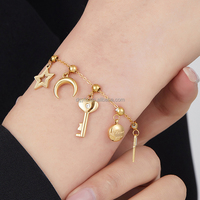 Breloque coulissante personnalisée en acier inoxydable plaqué or 18 carats PVD, mini-breloques animaux, fruits, vie marine, pendentif pied de bébé pour bracelet et collier DIY