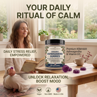 Gummies d'Ashwagandha à Marque Blanche KSM-66 pour Adultes : Soulagement du Stress, Relaxation et Soutien au Sommeil – Végétaliennes et Sans Gluten