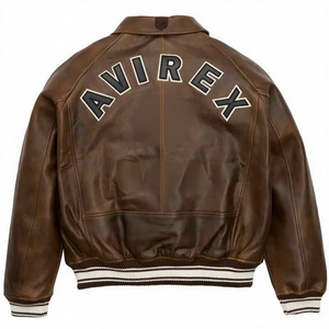 Chaqueta Bomber Casual Gruesa de Poliéster Marrón para Hombre con Diseño de Parche de EE. UU. y Logotipo Bordado en la Parte Delantera, Ropa de Abrigo para Otoño - Product Image 3