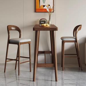 Tabouret <span class=keywords><strong>de</strong></span> bar haut en <span class=keywords><strong>bois</strong></span> massif, style moderne et simple, dossier élégant, chaise <span class=keywords><strong>de</strong></span> salle à manger en <span class=keywords><strong>bois</strong></span> et cuir, fabrication italienne, pour bars - Product Image 6