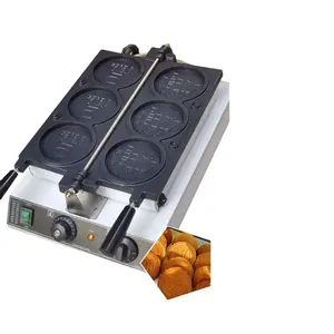 Commerciële Elektrische Kaas Cartoon Munt Scones Wafel Maker 3 Stuks Gouden Munt Wafel Machine Te Koop Ronde Munt Wafel