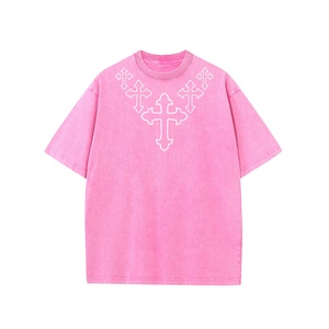 Camiseta de algodón Retro 100% para hombre, camiseta de manga corta de gran tamaño de estilo Hip Hop de calle alta de alta calidad, logotipos estampados Fitness - Product Image 5