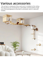 Ensemble de meubles muraux modernes en bois pour chat : étagères murales, hamac, escaliers et griffoir beige