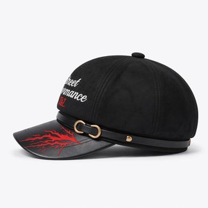 Wholesale T&L Custom Logo Chenille Embroidered Faux Suede Adjustable Unisex <b>Beret</b> Hat Luxury Vintage Varsity Gorras - Product Image 4