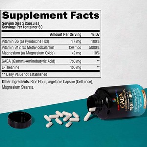 기분 지원을위한 OEM <span class=keywords><strong>GABA</strong></span> 및 L-테아닌 보충 교재 150mg L-테아닌 캡슐 지원 진정 - Product Image 3