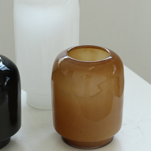 Jarrón de Vidrio Soplado de Tubo Recto, Estilo Tranquilo, Hecho a Mano, con Base Gruesa de Cerámica Negra <span class=keywords><strong>y</strong></span> Acabado de Porcelana Blanca Medieval - Product Image 3