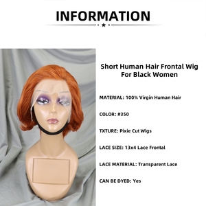#350 di colore Pixie taglio capelli umani <span class=keywords><strong>parrucche</strong></span> ad alta densità 13x4 pizzo anteriore Bob <span class=keywords><strong>parrucche</strong></span> capelli peruviani pronti per la spedizione molto corti Pixie <span class=keywords><strong>parrucche</strong></span> - Product Image 5