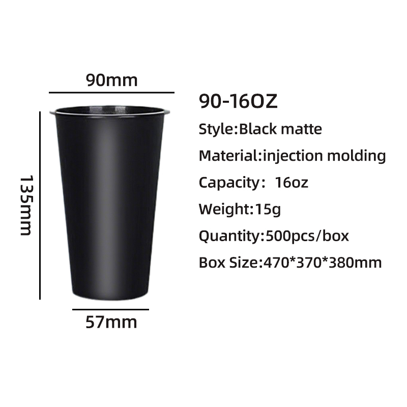 Gobelet moulé par injection noir mat 90-500
