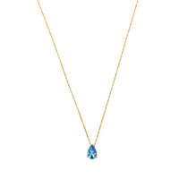 Collier avec pendentif en cristal coloré en forme de goutte d'eau, plaqué or 18 carats, en acier inoxydable