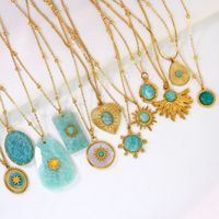 Collar de Cadena de Eslabones Chapado en Oro de Acero Inoxidable para Mujer, Serie Azul de Lujo, Moderno, para Boda, Regalo Artesanal de Alta Gama