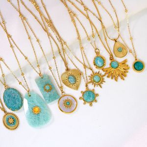 Collar de Cadena de Eslabones Chapado en Oro de Acero Inoxidable para Mujer, Serie Azul de Lujo, Moderno, para Boda, Regalo Artesanal de Alta Gama - Product Image 6