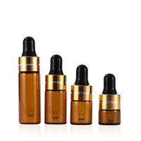 Flacon compte-gouttes en verre ambré de 3ml pour huiles essentielles Flacon compte-gouttes vide en verre avec bouchon à vis noir Flacon de parfum pour échantillon d'essai