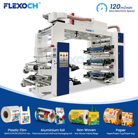 Machine d'impression flexographique automatique 6 à 8 couleurs pour étiquettes de boissons, manchons rétractables et films d'emballage