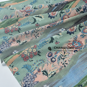 Tissu satiné froissé en polyester imprimé en gros, motif floral artistique vintage - Product Image 6