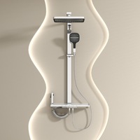 Ensemble de robinetterie thermostatique en cuivre pour douche, finition polie, avec jets de massage et de pluie, pour appartements et hôtels