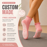 Chaussettes de yoga antidérapantes en coton respirant de haute qualité avec logo personnalisé, chaussettes de Pilates pour femmes, chaussettes de yoga à volants