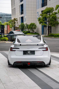 لنموذج تسلا <span class=keywords><strong>3</strong></span> جديد على طراز CMST من ألياف الكربون مجموعة هيكل ترقية الجبهة شفة الجانب تنورة الناشر المفسد - Product Image 4