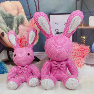 ウサギのバニー誕生日ギフトパーティーイースターの装飾かわいい小さな白いPUレザーウサギのぬいぐるみ - Product Image 2