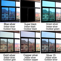 Film décoratif adhésif marron argenté réfléchissant pour murs et fenêtres, 35% VLT, effet miroir métallique