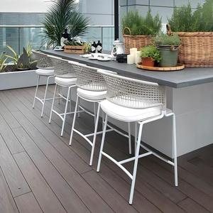 Nordic Rope Rattan aluminum Waterproof Dinning <b>Chair</b> Patio Restaurant Aluminium Stackable Outdoor bar <b>Chair</b> for Garden hotel - Product Image 2