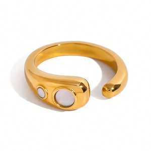 Custom Jewelry Fashion Statement 18k Gold Stainless Steel Gold Hollow Asymmetrical Open Trendy Waterproof <b>Rings</b> - Product Image 1