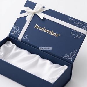 Recyclable Blue Custom Logo Printed <b>Empty</b> Apparel Paper Cardboard Luxury Scarf Clothing <b>Gift</b> <b>Box</b> With Ribbon - Product Image 1