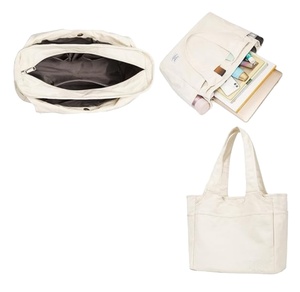 Sac fourre-tout en toile de coton grande capacité multi-poches, robuste et réutilisable, sac à bandoulière pour le travail, les courses et le quotidien, OEM ODM - Product Image 4