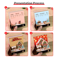 Bloc-notes 3D Santa House, notes autocollantes artistiques, bloc-notes en papier 3D, carte artisanale, silhouette multicolore, calendrier 3D 2027 pour la décoration de bureau