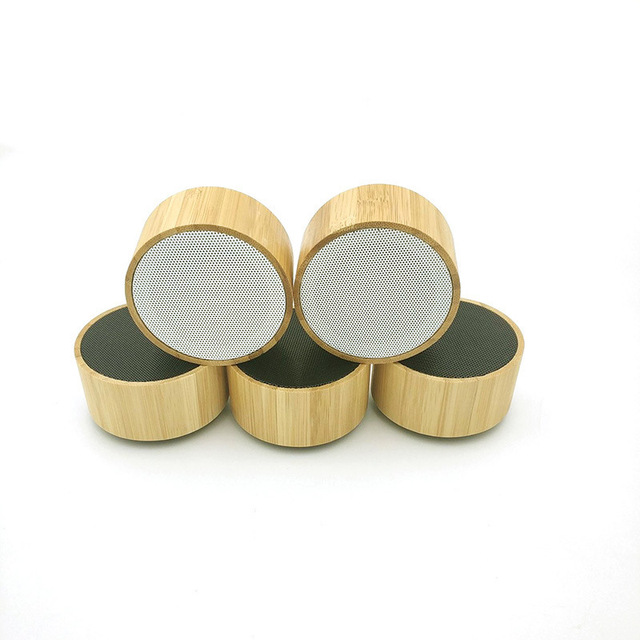 Bamboo Wood Grain Mini Portable Wireless BT Speaker with Wireless Charging for Computer & Mobile Phone Digital Audio Loudspeaker