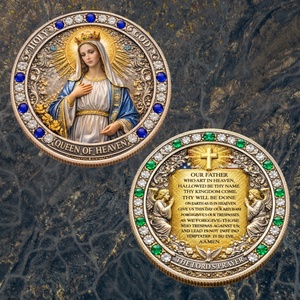 Vente en gros 2026 Pièce de monnaie en fer plaqué personnalisée Nouvelle Religion 2D Reine du Ciel Prière du Seigneur Cadeau - Product Image 1