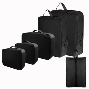Deluxe 6 Pcs Travel Organizer Bag Set Nylon Ultra-light Packing Cubes <strong>Suitcases</strong> Portable Shoe Laundry Bag <strong>Grey</strong> - Product Image 5