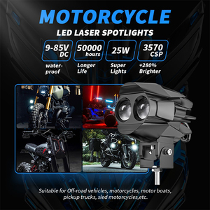Foco auxiliar LED para motocicleta, luz de trabajo de conducción antiniebla para BMW, Honda, Yamaha, Suzuki <span class=keywords><strong>Hero</strong></span>, <span class=keywords><strong>Italika</strong></span> Jawa, 25W - Product Image 6
