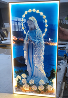 Décoration Murale Religieuse Moderne LED Vierge Marie, Halo Lumineux, Lumières de Prière Catholique en Cristal, Base Florale, USB/Prise, Durable, pour la Maison Sacrée