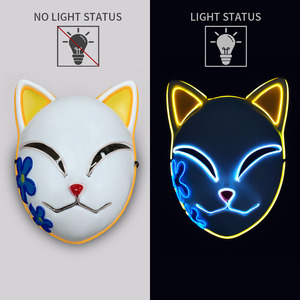 <span class=keywords><strong>Maschera</strong></span> di <span class=keywords><strong>Halloween</strong></span> LED Luminosa Spaventosa a Forma di Volpe Anime in PVC Multicolore per Feste e Spettacoli con Batterie Incluse per Adulti - Product Image 6