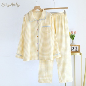 Pigiama <span class=keywords><strong>da</strong></span> donna 100% pigiama in cotone a <span class=keywords><strong>manica</strong></span> <span class=keywords><strong>lunga</strong></span> con risvolto in famiglia Set <span class=keywords><strong>da</strong></span> salotto abbigliamento <span class=keywords><strong>da</strong></span> <span class=keywords><strong>notte</strong></span> <span class=keywords><strong>da</strong></span> donna <span class=keywords><strong>camicia</strong></span> <span class=keywords><strong>da</strong></span> <span class=keywords><strong>notte</strong></span> - Product Image 5