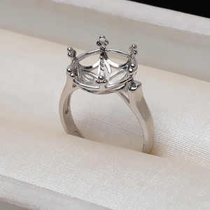 Handmade DIY S925 Silver Ring Carrier Euro American Style <b>Concealer</b> for Korean Women's 11-12 Pearl Loose Pearls - Product Image 3